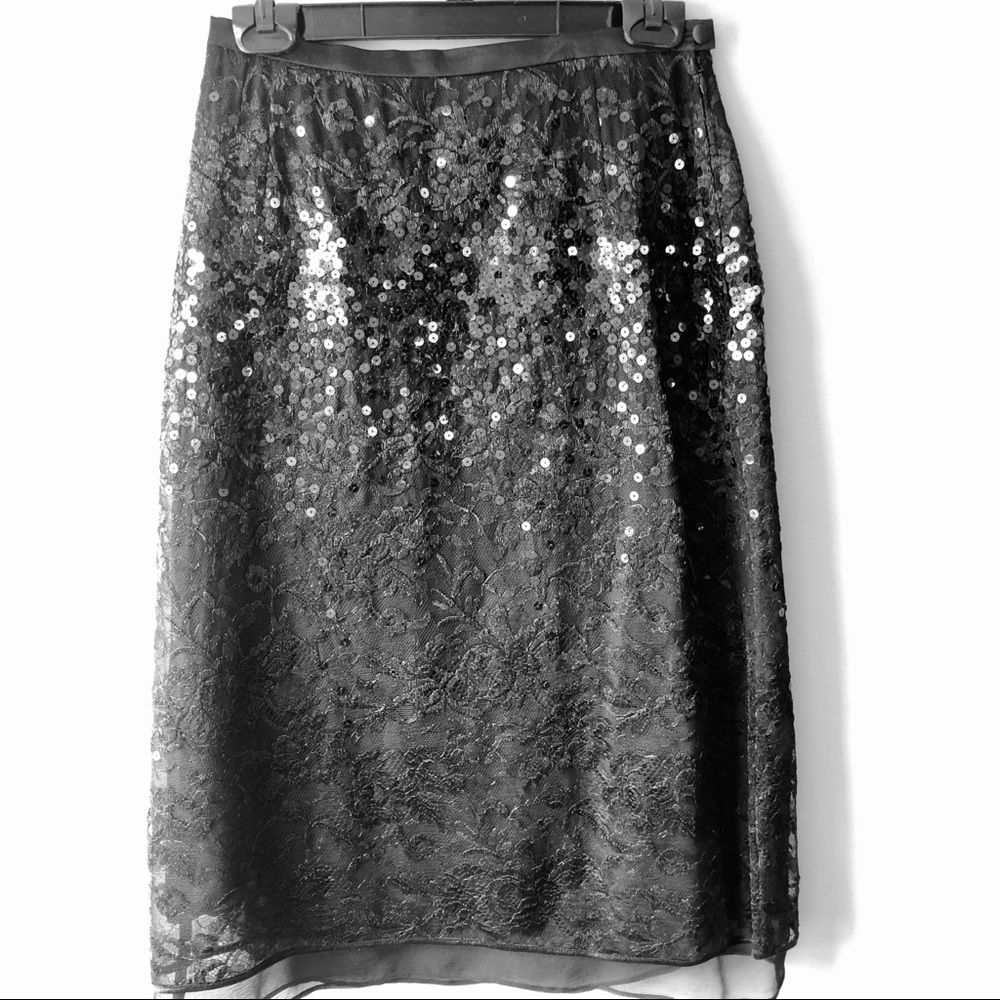 🔥 Escada Sequin Skirt Black 2 NWOT